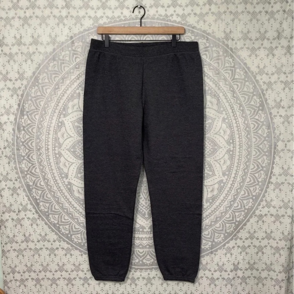 New $25 Hanes Ecosmart Super Soft Cinched Cuff Pull On Sweatpants Black M L